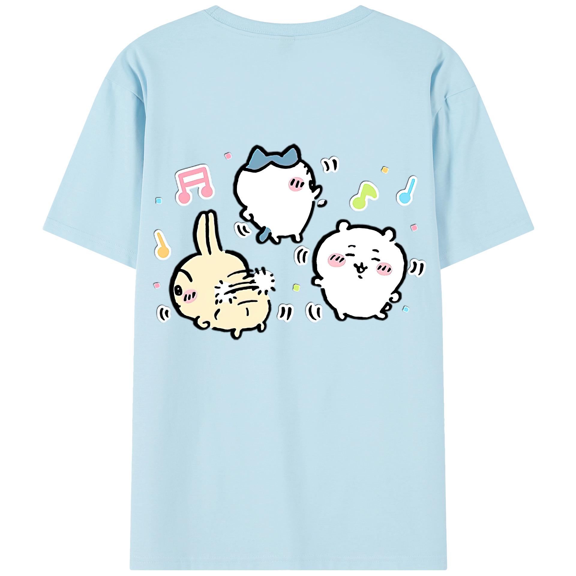 （画像用） ちいかわ うさぎ Chii-kawa usagi 綿100％半袖Tシャツ（背面プリント）
